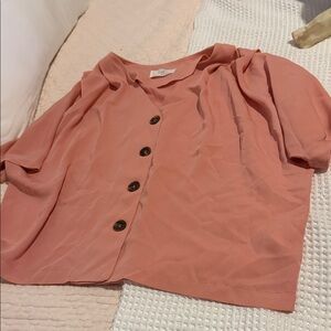 Elodie Coral Button-Up Blouse
